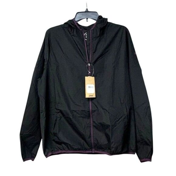 ASICS Women's Hooded Packable Jacket, Black, Sz. L - Picture 11 of 13